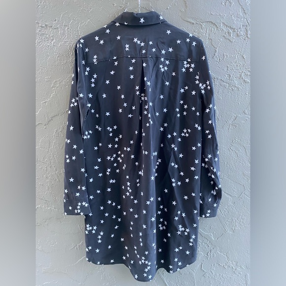 Equipment Femme 100% Silk Shirt Dress Button Down Stars Celestial Starry Night M - Picture 7 of 10